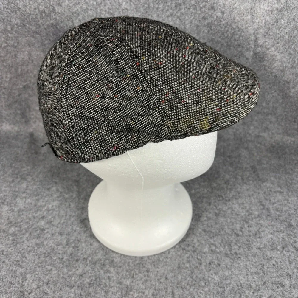 Levis Mens Donegal Tweed Flat Cap Ivy Hat SM Gray Wool Blend Driving Cap Logo